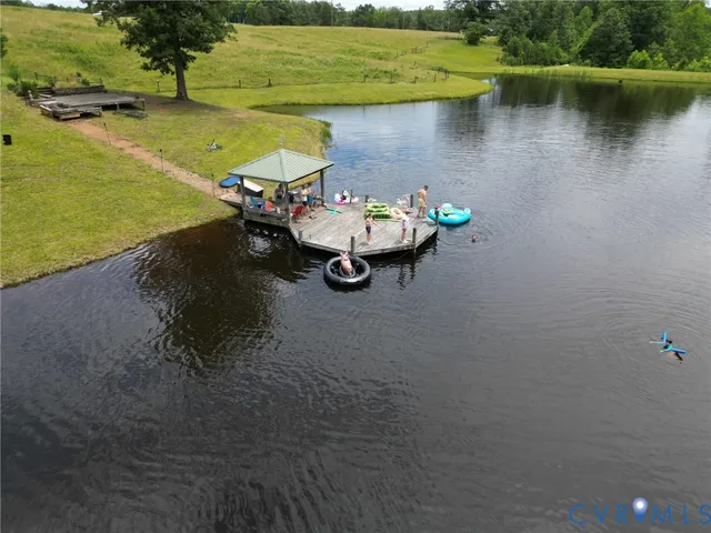 a view of a lake with outdoor space