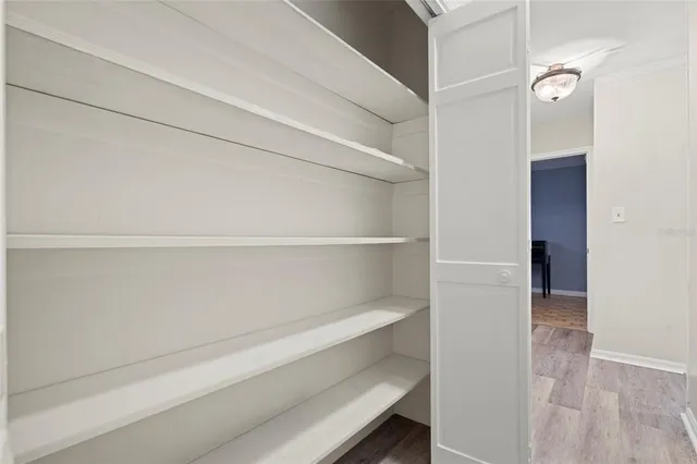 a view of an empty walk in closet