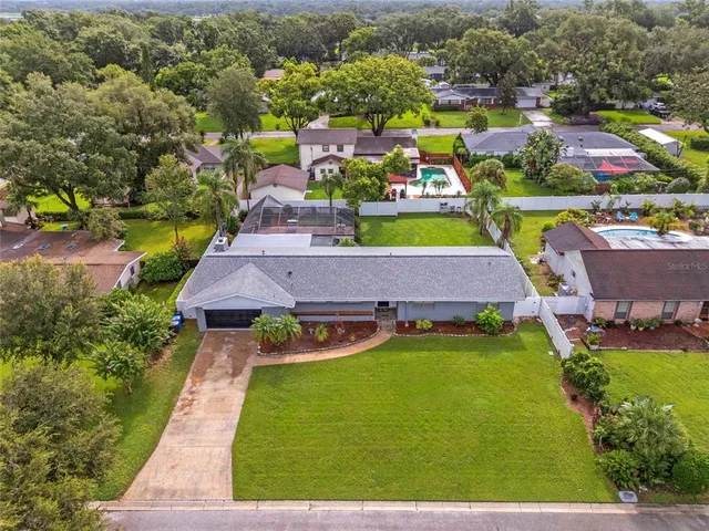 an aerial view of a house