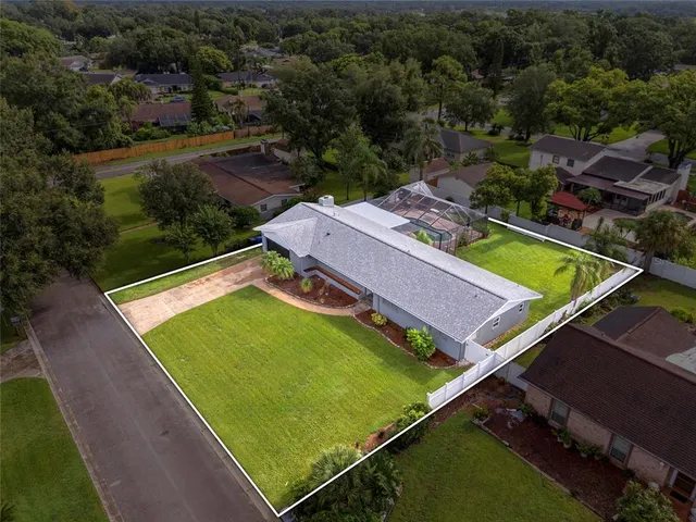 an aerial view of a house