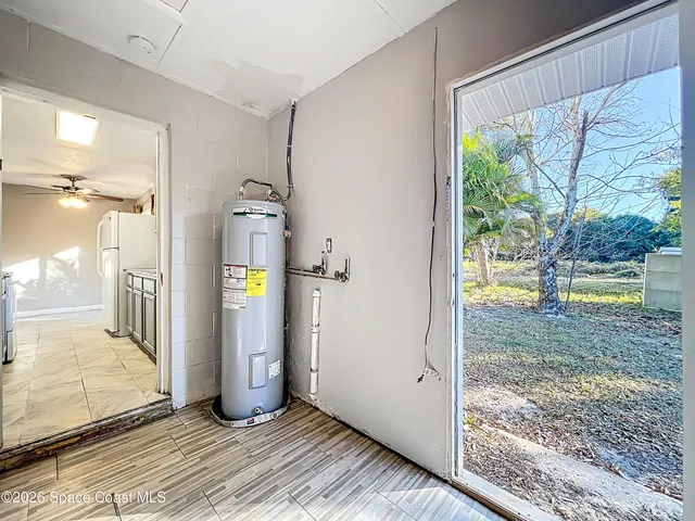 a view of a yard with a tree