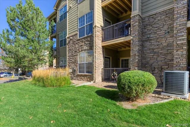 a view of a garden with a bench