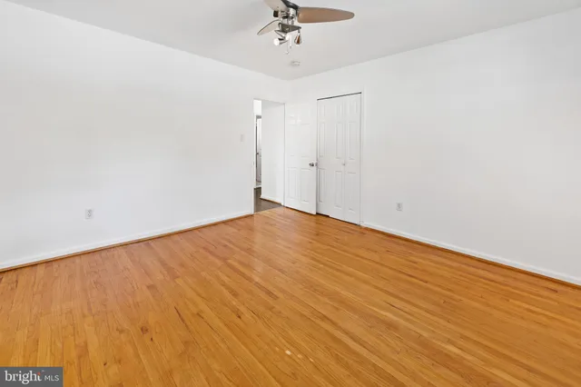 a view of a yard with large trees