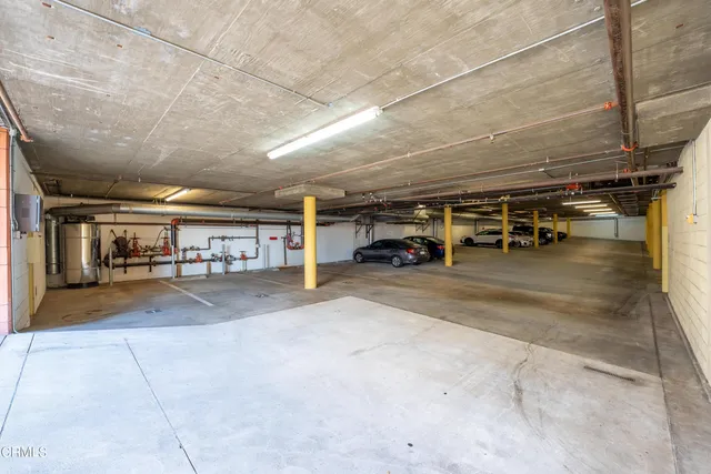 a view of a building with a garden