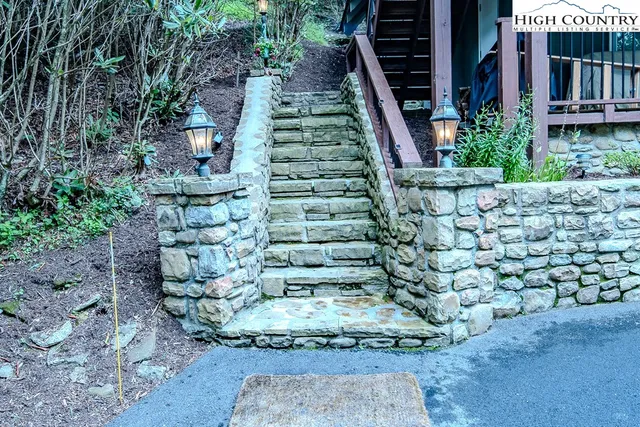 a view of a pathway with plants