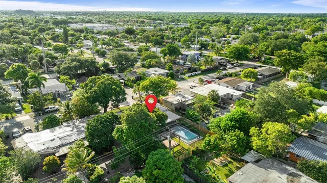 an aerial view of a house
