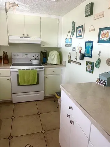 a kitchen with a sink a stove and cabinets