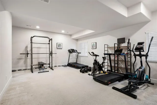 a view of a room with gym equipment