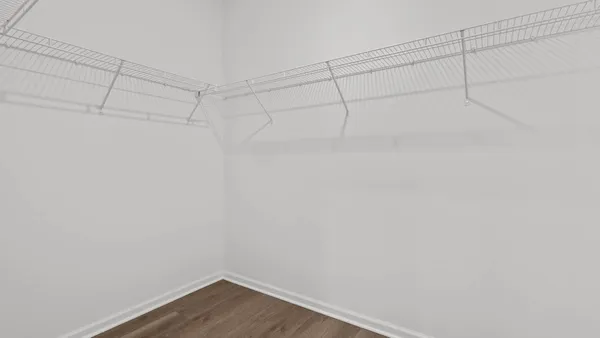 a view of a room with racks on the wall