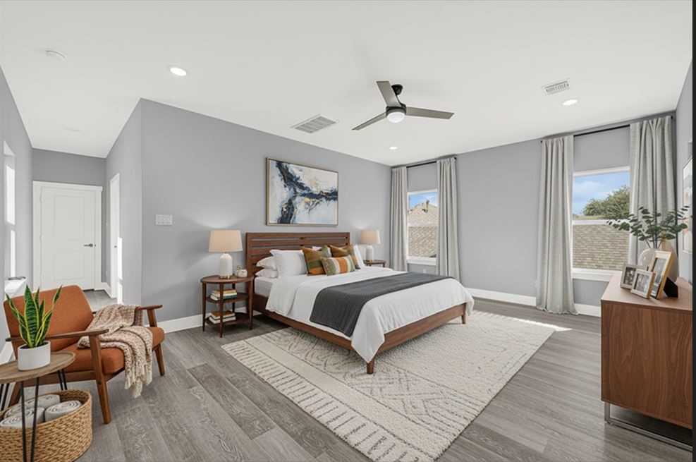 6605 Apollo Street Houston, TX 77091 - Photo 18 of 32 Staged Master Bedroom