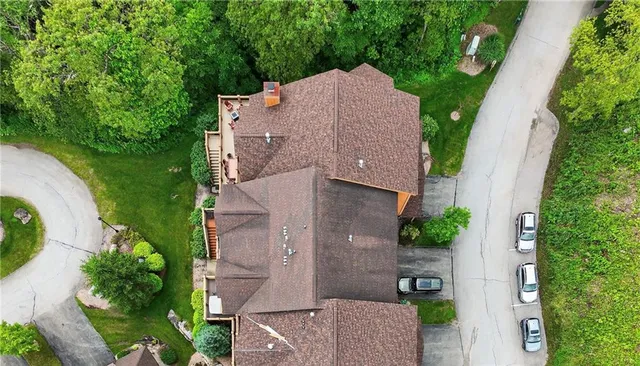 an aerial view of a house