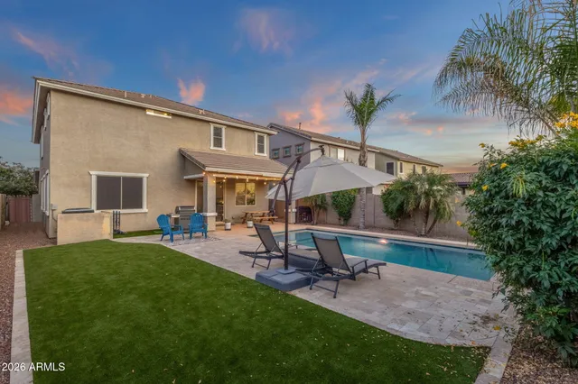 a view of a lake with a outdoor space