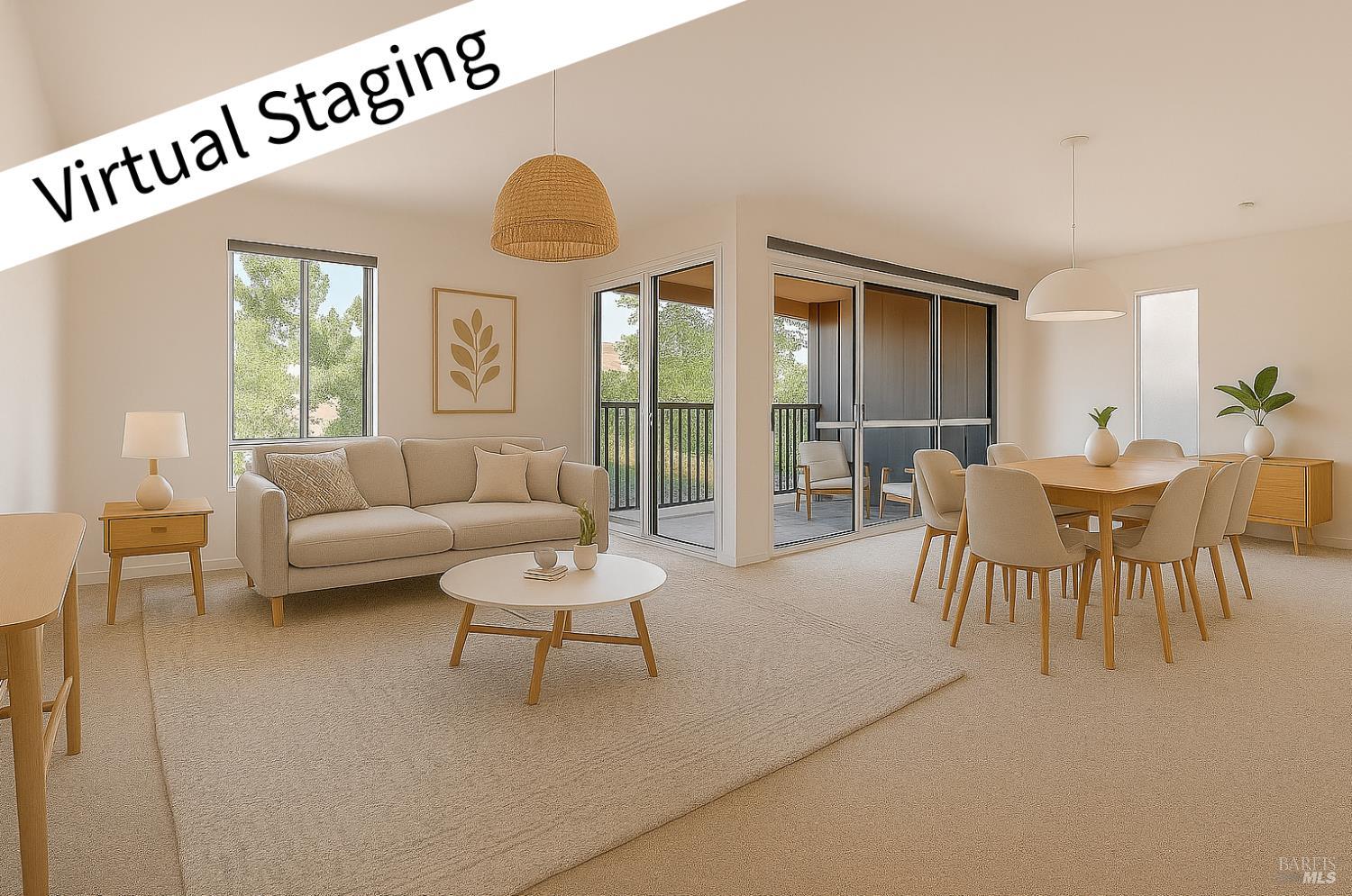 Living room virtually staged