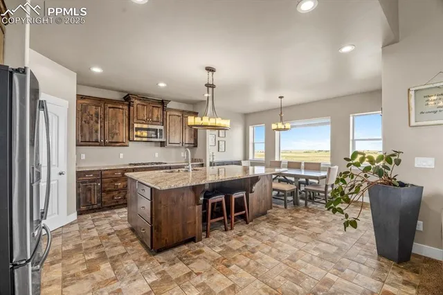 a kitchen with lots of counter top space
