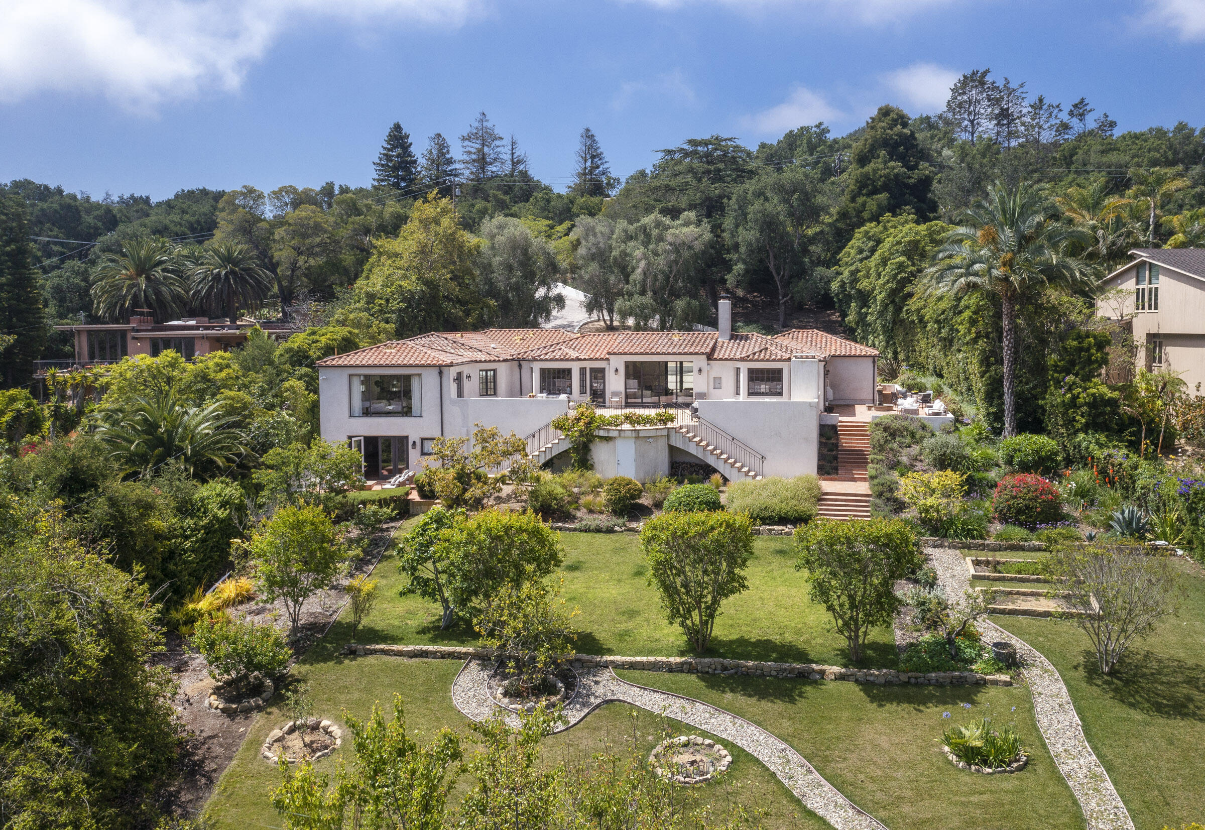 612 Cowles Road Montecito, CA 93108 - Photo 24 of 26 an aerial view of a house with a yard swimming pool outdoor seating and yard
