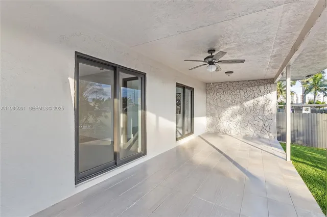 a view of a porch with a yard