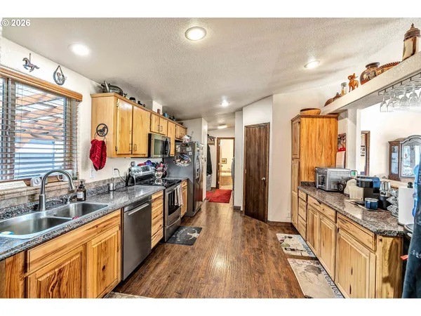 a kitchen with lots of counter top space