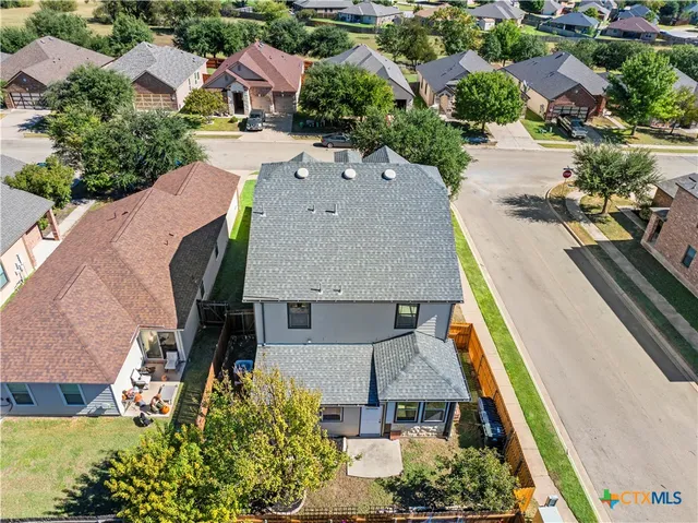 an aerial view of a house
