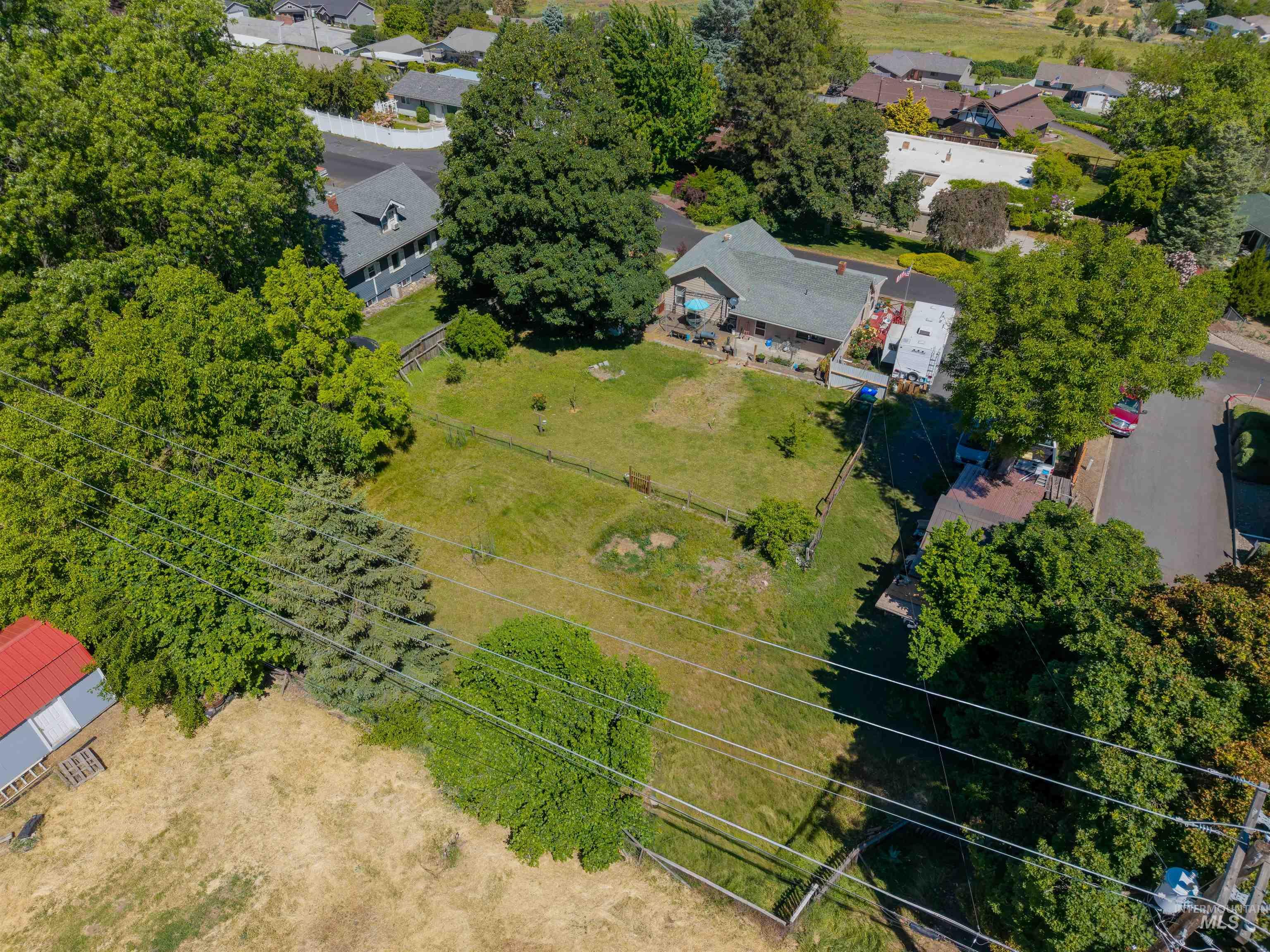 238 Hillcrest Road Lewiston, ID 83501 - Photo 13 of 27 Expansive property featuring a large grassy lot, mature trees, and a residential structure with a gray roof