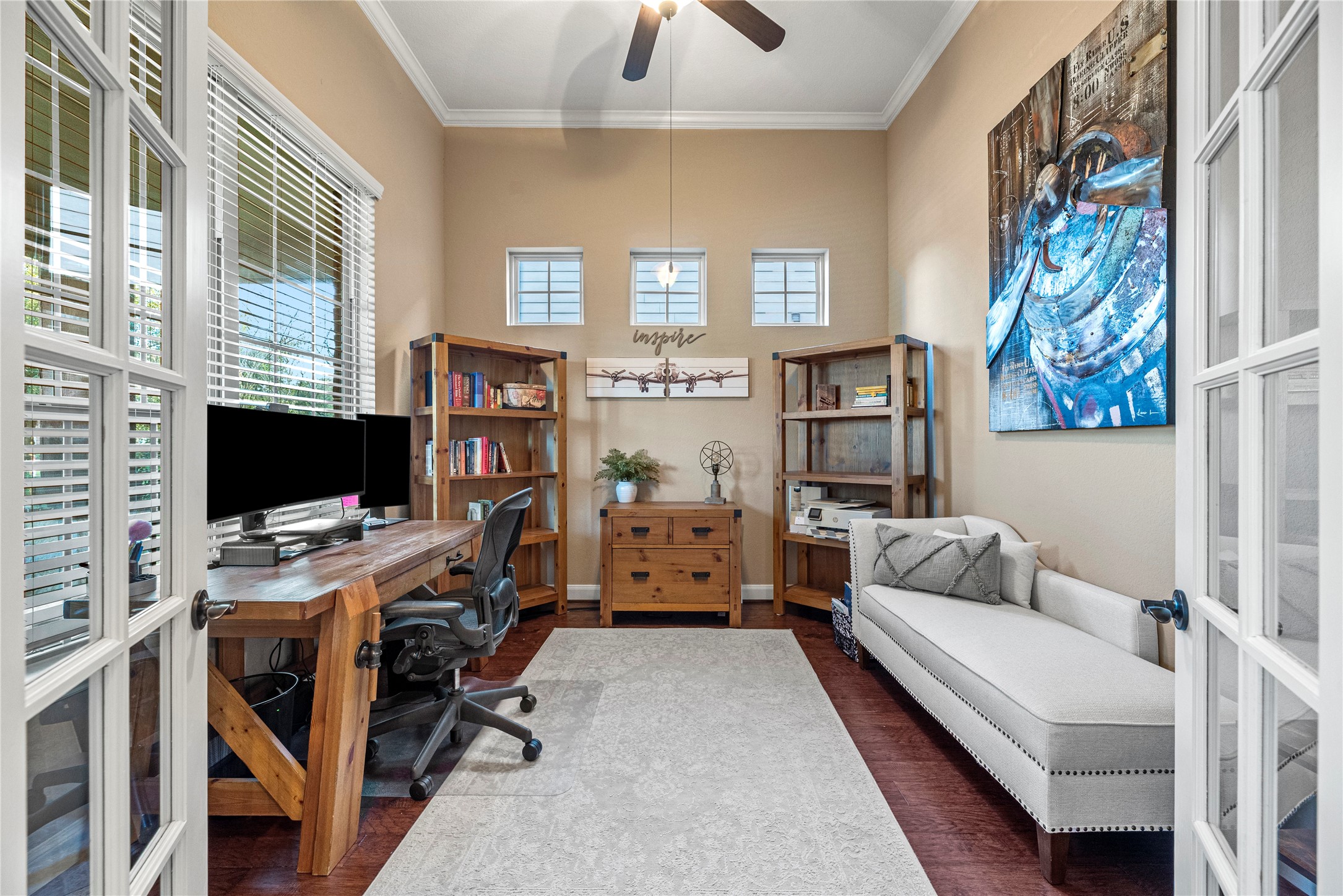 9518 Three Stone Lane Tomball, TX 77375 - Photo 11 of 33 The private office has double French doors, a fan, and a lot of natural light.