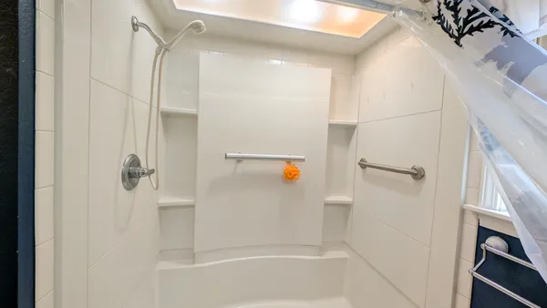 a bathroom with a shower