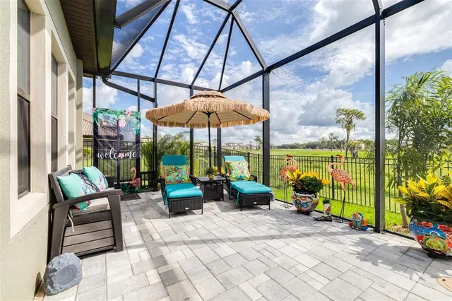 a view of outdoor space with seating