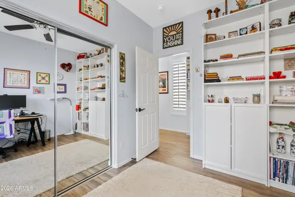 a view of room with shelves
