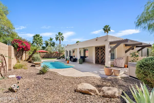a view of a house with a patio