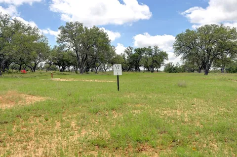 a swimming pool with big trees