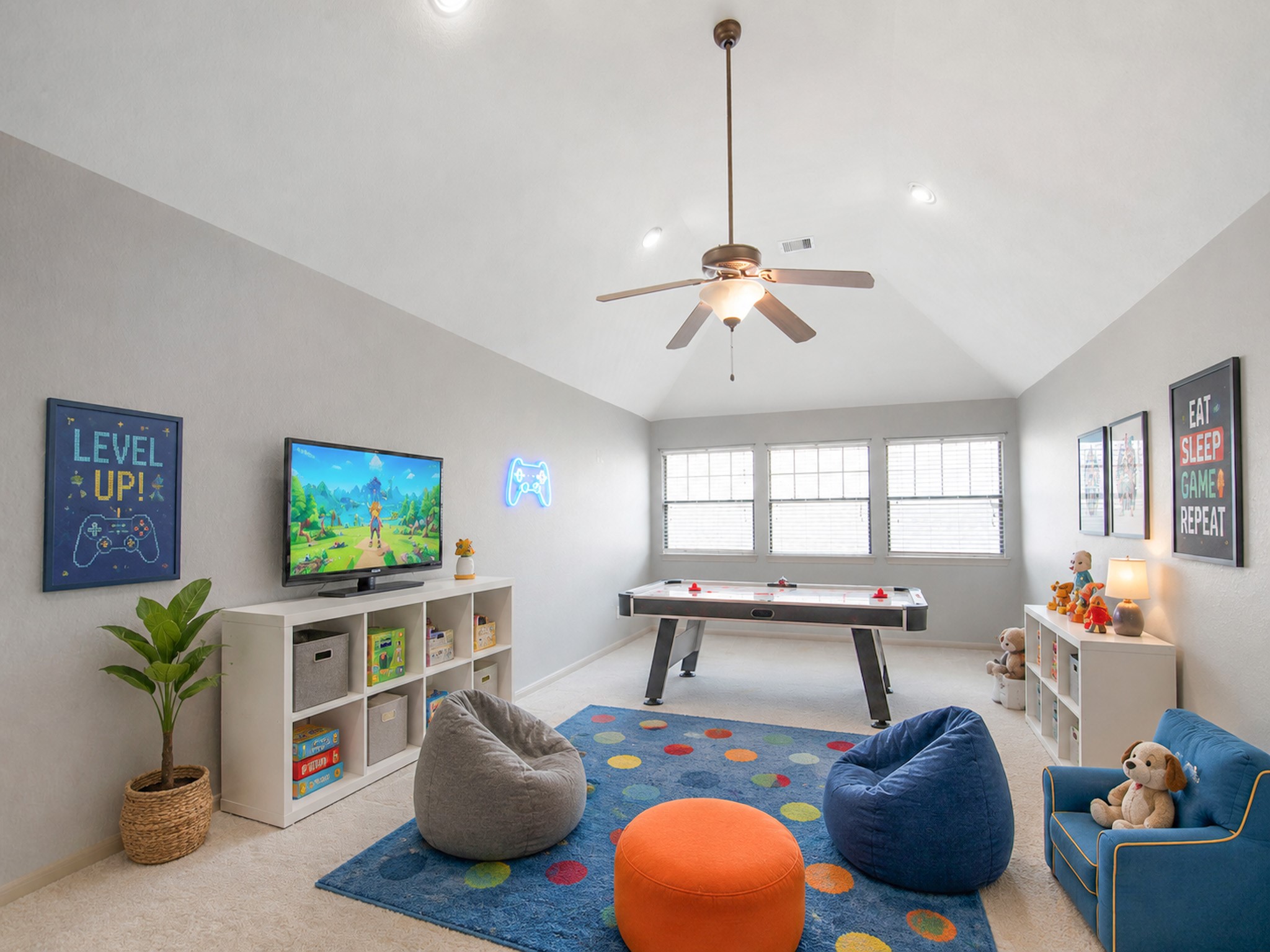 28323 Ryans Ridge Lane Spring, TX 77386 - Photo 28 of 45 Virtually staged, large bonus/game room with vaulted ceiling, new carpet and oversized storage closet.