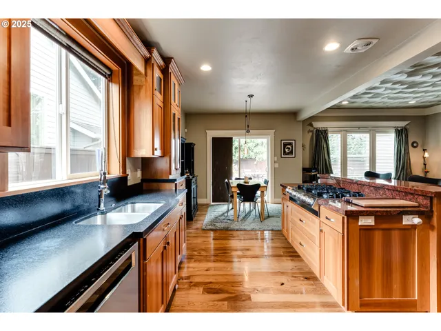 a kitchen with lots of counter top space