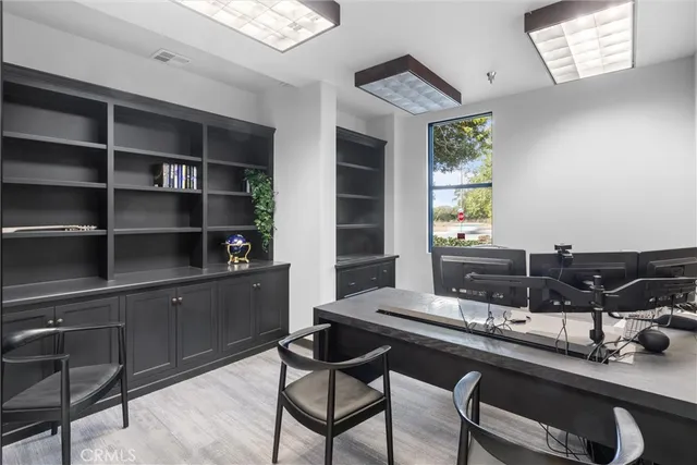 a hallway with wooden floor