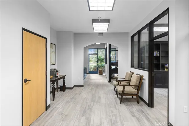 a workspace with furniture