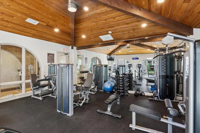 a view of a room with gym equipment