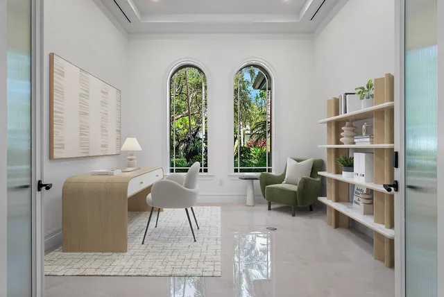 a close view of staircase with large window