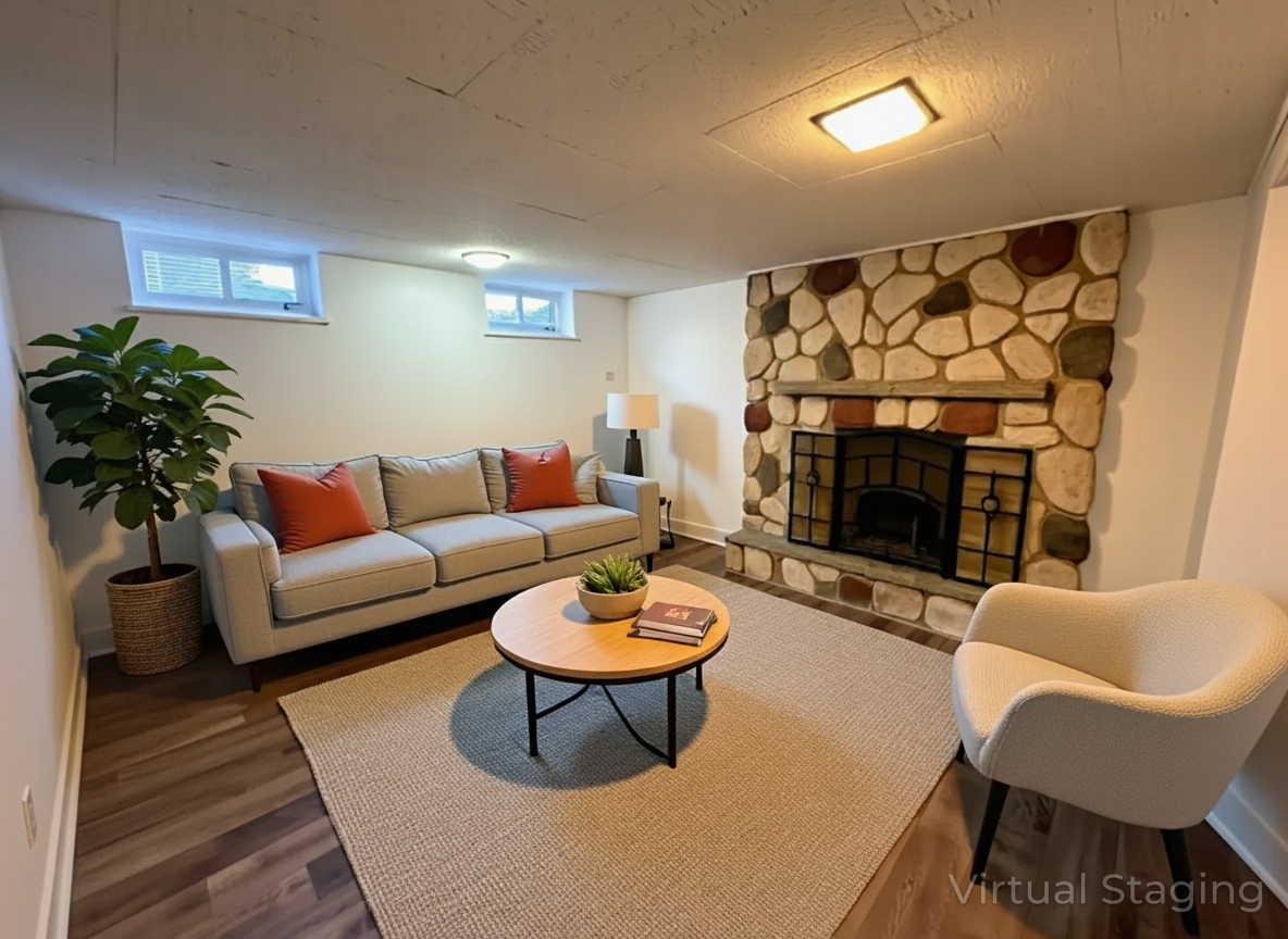 909 South Emerson Street Mount Prospect, IL 60056 - Photo 37 of 45 a living room with furniture a rug and a fireplace