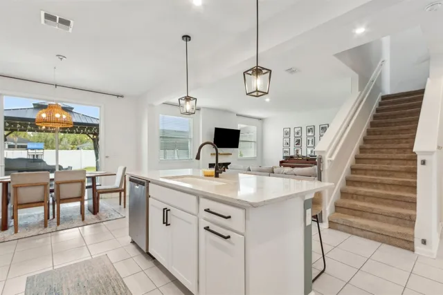 a bed room with a bed and a lamp