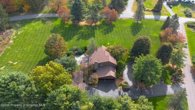 an aerial view of a house