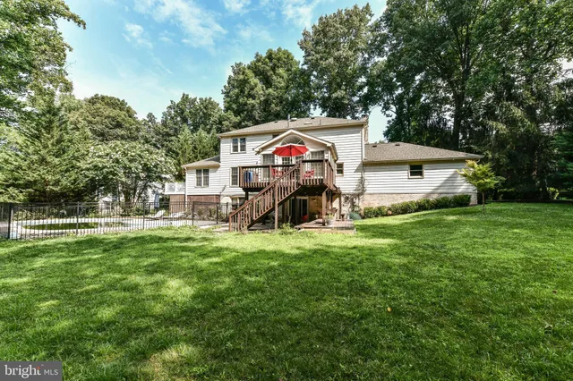 a view of a park with large trees