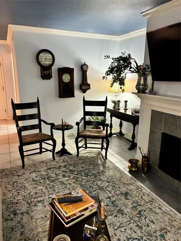 a living room with furniture and a rug