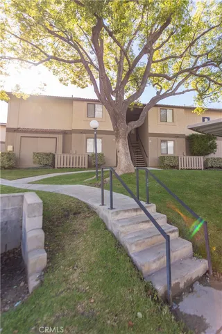 a view of a building from a porch