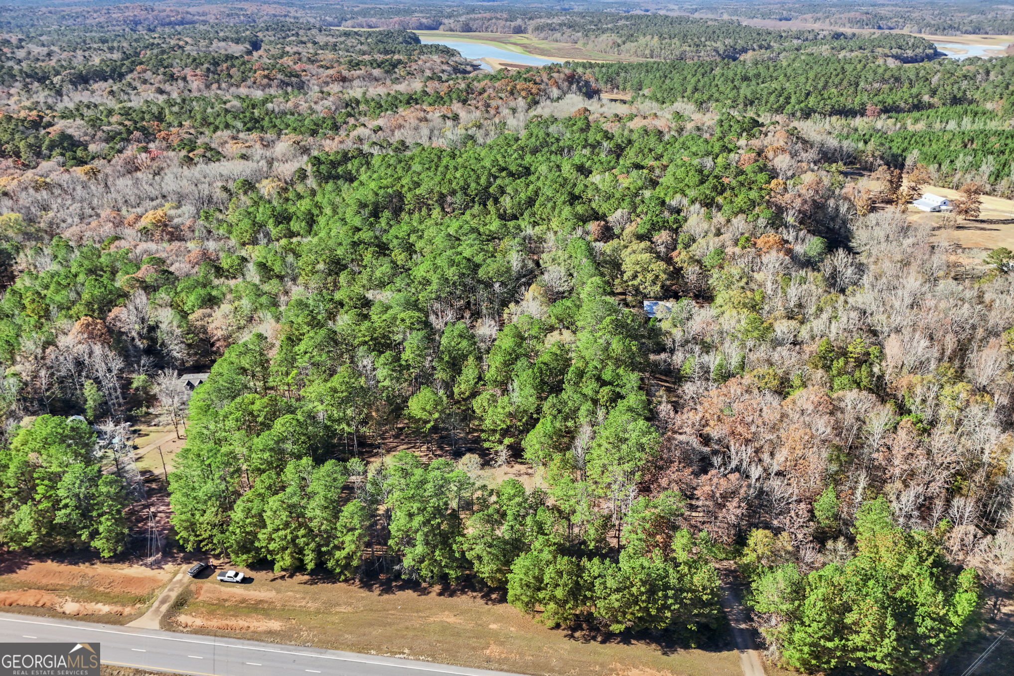 11.62-ac New Franklin Road Hogansville, GA 30230 - Photo 21 of 29 an aerial view of residential house with outdoor space and trees all around