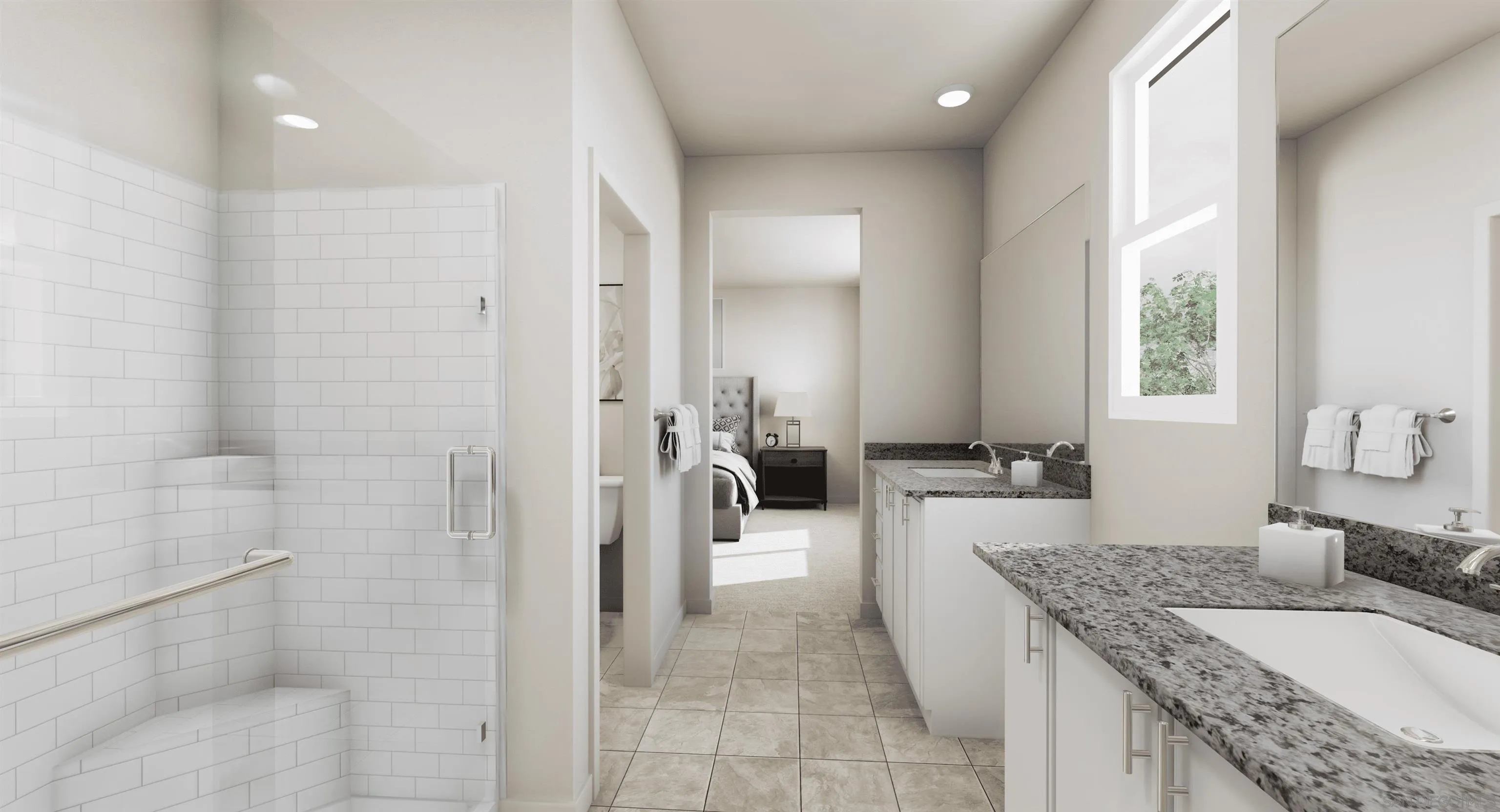 401 Meadowood Street Fallbrook, CA 92028 - Photo 7 of 9 a spacious bathroom with a granite countertop tub sink and mirror