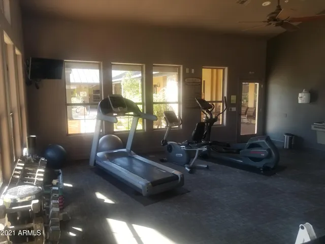 a room with gym equipment