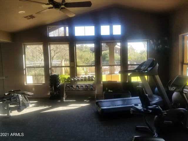 a room with gym equipment