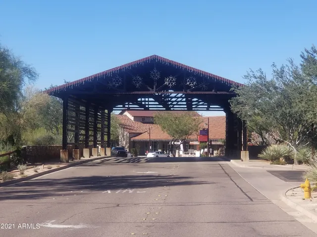 a view of a building with a street