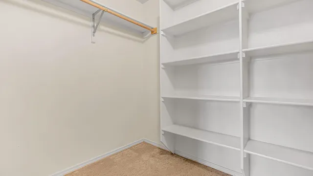 a view of an empty walk in closet