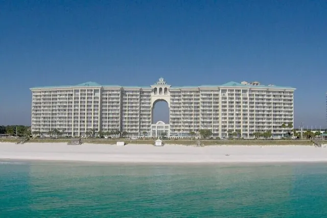 a close up of a building with a yard