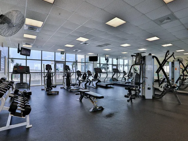 a view of a room with gym equipment