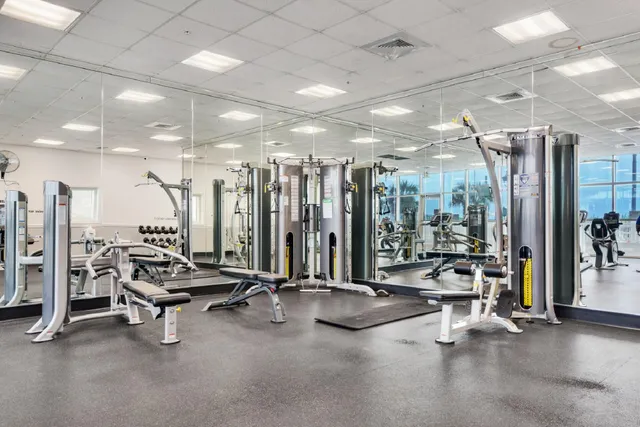 a view of a room with gym equipment